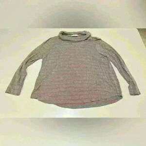 Loft Gray and Red Stripe Long Sleeve Tunic Size XL